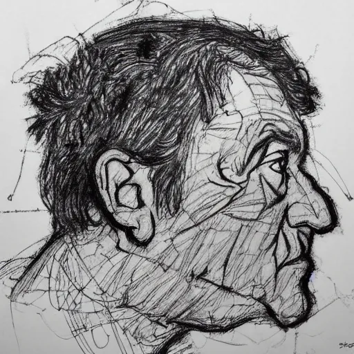 Prompt: a realistic yet scraggly portrait sketch of the side profile of a stern and sophisticated patrick star, trending on artstation, intricate details, in the style of frank auerbach, in the style of sergio aragones, in the style of martin ansin, in the style of david aja, in the style of mattias adolfsson