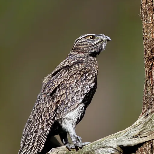 Prompt: human! nightjar werecreature, photograph captured at woodland creek