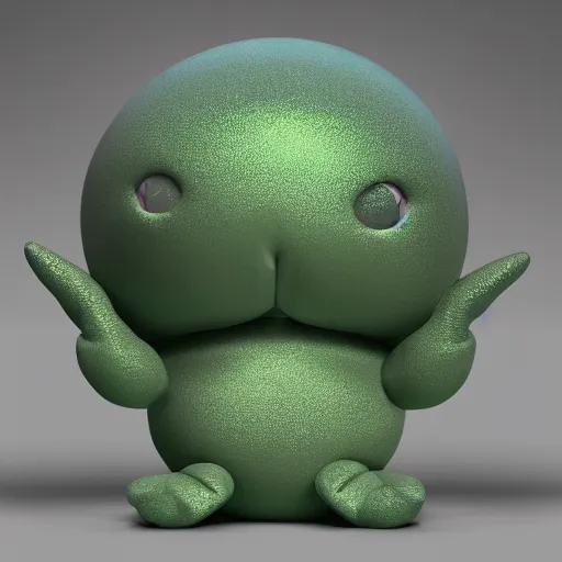 Image similar to cute fumo plush of a blob googirl, monster girl, stylized shiny reflective refractive green pbr material, vray