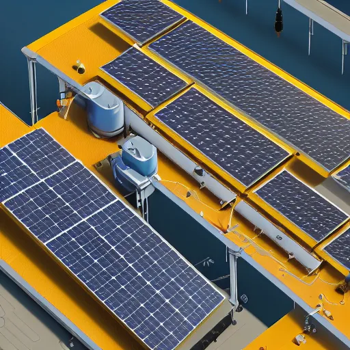 Prompt: highly detailed, utility scale solar pv, energy storage system, switchgear, batteries, concept art, character art, studio lightning, bright colors, intricate, masterpiece, photorealistic, hyperrealistic, sharp focus, high contrast, artstation hq, deviantart trending, 8 k uhd, unreal engine 5