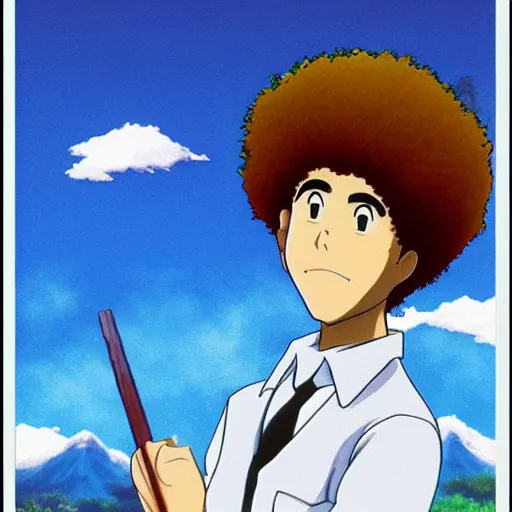 Prompt: Bob Ross Anime promo