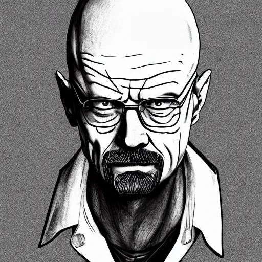 Prompt: walter white as a death note shinigami, mid portrait, high quality, trending on artstation, 4 k