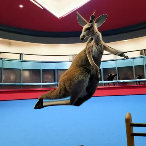 Image similar to kangaroo doing parkour at imax