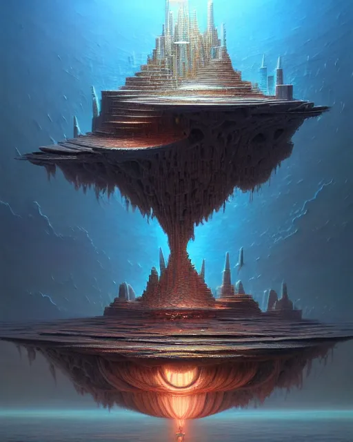 Image similar to a hyper - detailed 3 d render of dreambotmothership making concept art about itself, surrealism!!!!! surreal concept art, lifelike, photorealistic, digital painting, aesthetic, smooth, sharp focus, artstation hd, by greg rutkowski, bruce pennington, valentina remenar and asher duran,