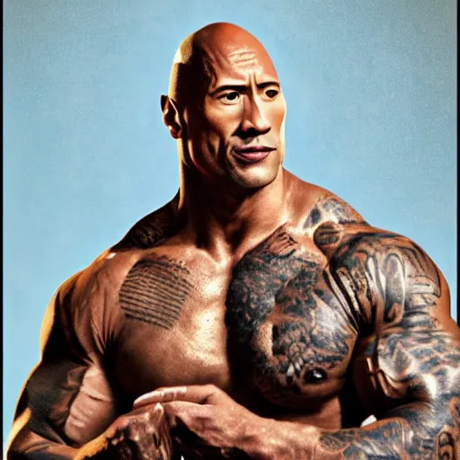 Prompt: portrait of Dwayne the rock johnson highly detailed, cinematic lighting, by Robert Eggers