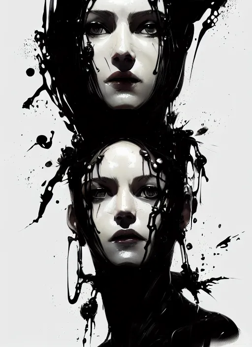 Image similar to painting of a woman in black slime, highly detailed, digital painting, concept art, smooth, sharp focus, illustration, illustration by greg rutkowski, yoji shinkawa, 4 k, digital art, concept art, trending on artstation, 8 k