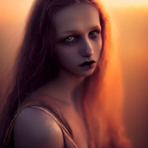 Image similar to photographic portrait of a stunningly beautiful gothic starlet renaissance female in soft dreamy light at sunset, contemporary fashion shoot, by edward robert hughes, annie leibovitz and steve mccurry, david lazar, jimmy nelsson, breathtaking, 8 k resolution, extremely detailed, beautiful, establishing shot, artistic, hyperrealistic, beautiful face, octane render