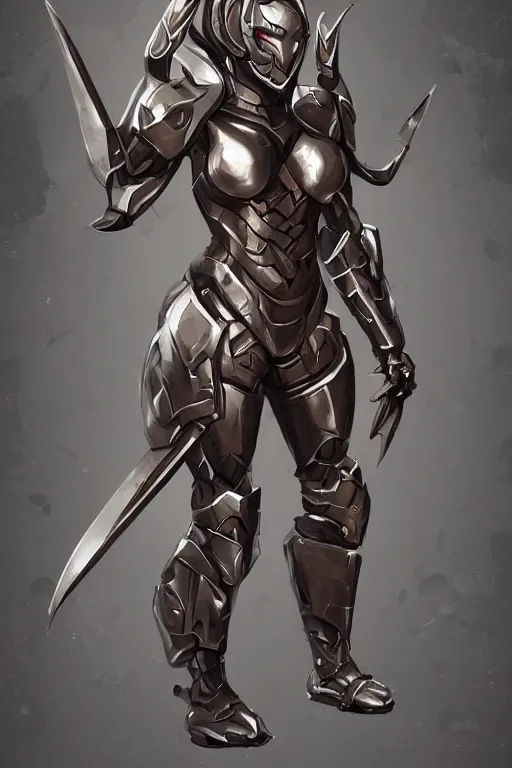 Image similar to full body girl metal armor dynamic poses painting trending on artstation