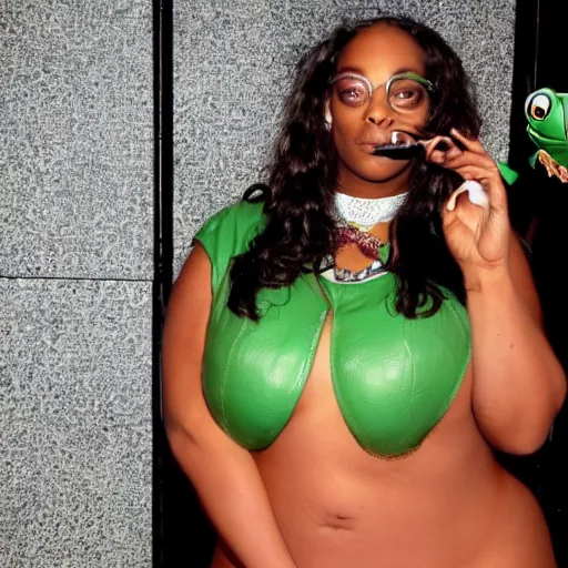 Prompt: Curvy Female body. FROG. Snoop Dogg.