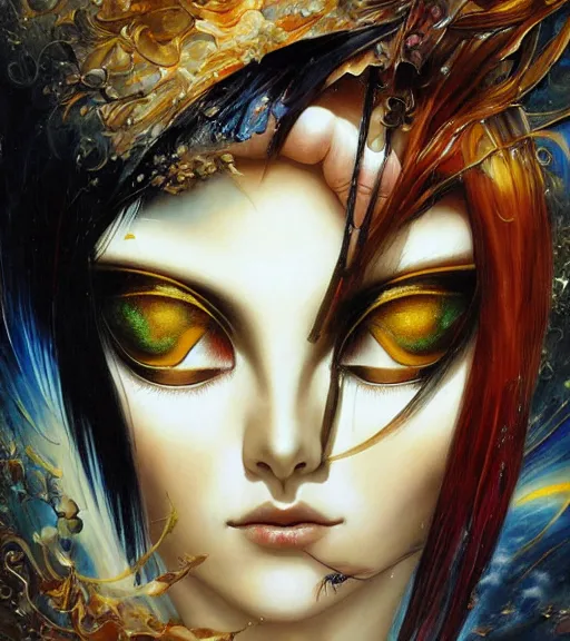 Image similar to karol bak painting of an anime woman