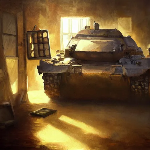 Prompt: book tank, oil painting, artstation, dramatic lighting,, beautiful