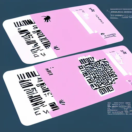 Prompt: vector graphic design of pale pink airline tickets to the metaverse, alien ar code and e - ink display, highly detailed, no noise, coherent language