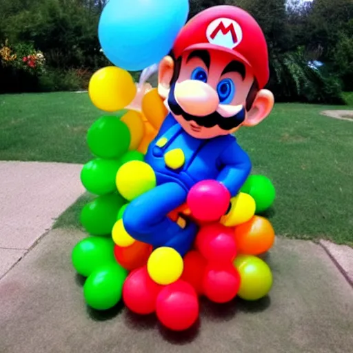 Prompt: super mario made out of balloons