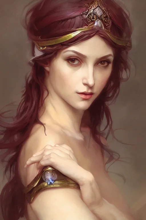 Image similar to A portrait of Kimberly Kane as the goddess of love, Stjepan Sejic, Ruan Jia, and Mandy Jurgens, and Artgerm, and william adolphe bouguereau, highly detailed, trending on artstation, award winning