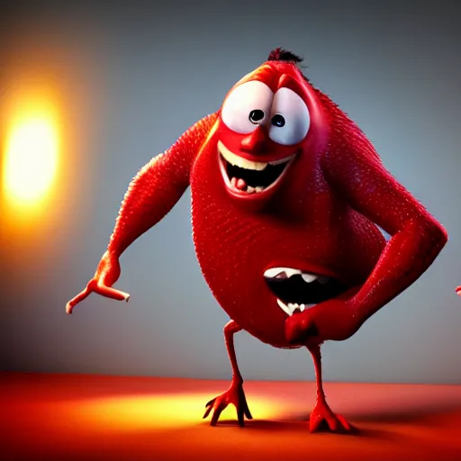 Prompt: carnage as a pixar character, up, studio lighting, animation, 3 d render,