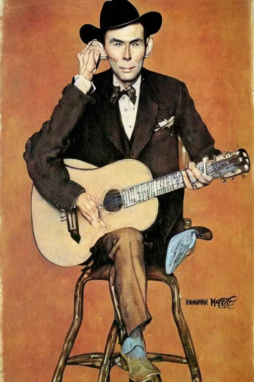 Image similar to “portrait of hank Williams, by Norman Rockwell”