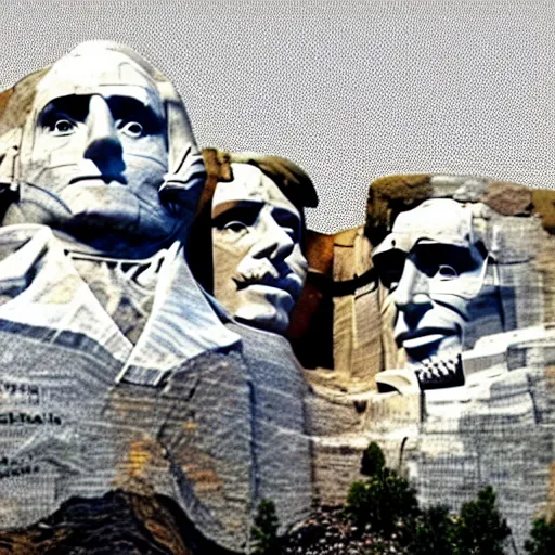 Prompt: mount rushmore but it's made of classified documents