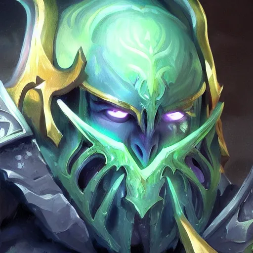 Image similar to very beautiful oil painting wraith king from dota 2,