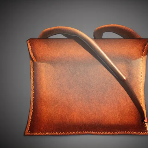 Prompt: a small leather bag, fantasy, blank background, studio lighting, digital art