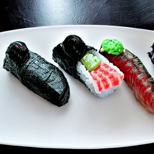 Prompt: alien sushi