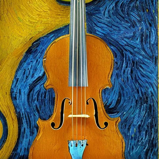 Image similar to a yellow violin as a van gogh painting