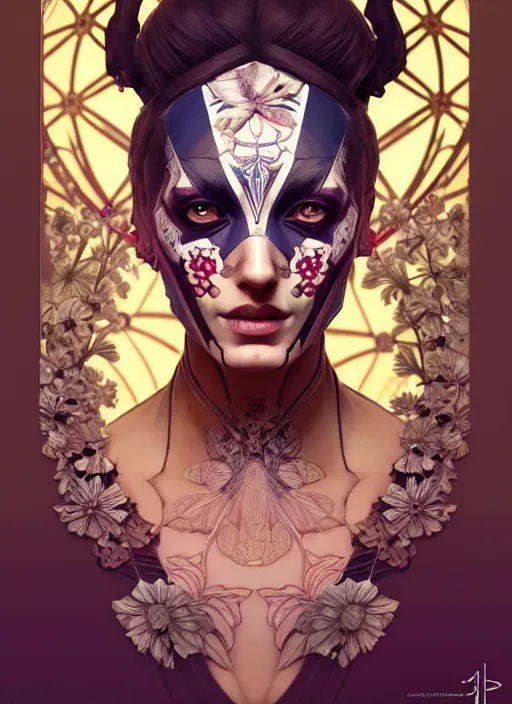 Image similar to symmetry!! portrait of floral! borderlands 3 psycho, intricate, elegant, highly detailed, digital painting, artstation, concept art, smooth, sharp focus, illustration, art by artgerm and greg rutkowski and alphonse mucha, 8 k