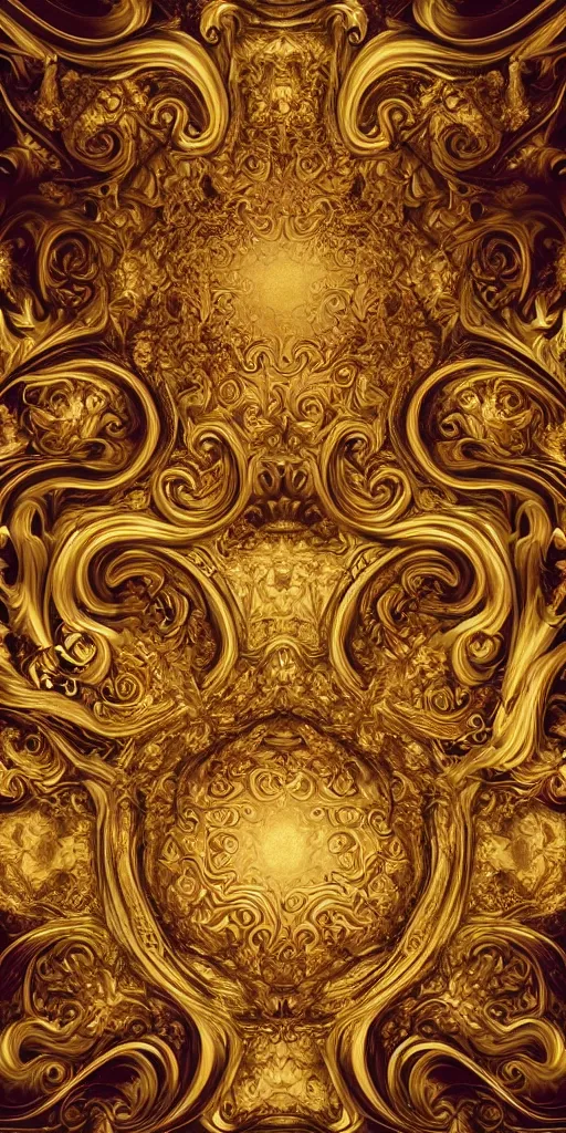 Image similar to the source of future growth dramatic, elaborate emotive Golden Baroque and Rococo styles to emphasise beauty as a transcendental, seamless pattern, symmetrical, large motifs, sistine chapel ceiling, 8k image, supersharp, spirals and swirls, smoke and inkbursts, rainbow ink dropping in water, Gold black and rainbow colors, perfect symmetry, 3D, no blur, sharp focus, photorealistic, insanely detailed and intricate, cinematic lighting, Octane render, epic scene, 8K