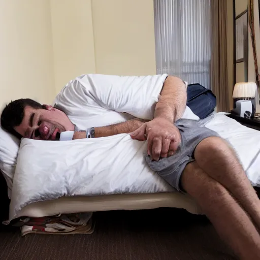 Image similar to Photograph of Joe Biden sleeping in bed with a large Turkish man standing next to the bed, AP photography, 4k