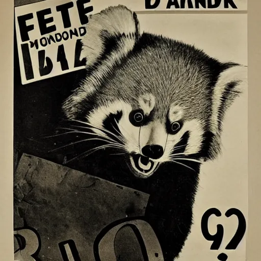 Prompt: red panda on a propaganda poster, world war, germany, circa 1 9 3 9, stencil