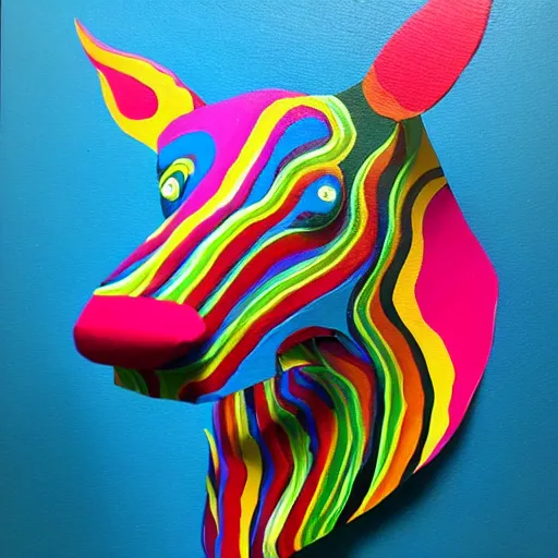 Image similar to painting of a psychedelic animal paper sculpture