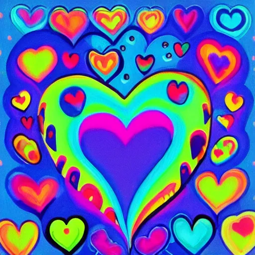 Image similar to “ what is love, painted by lisa frank ”