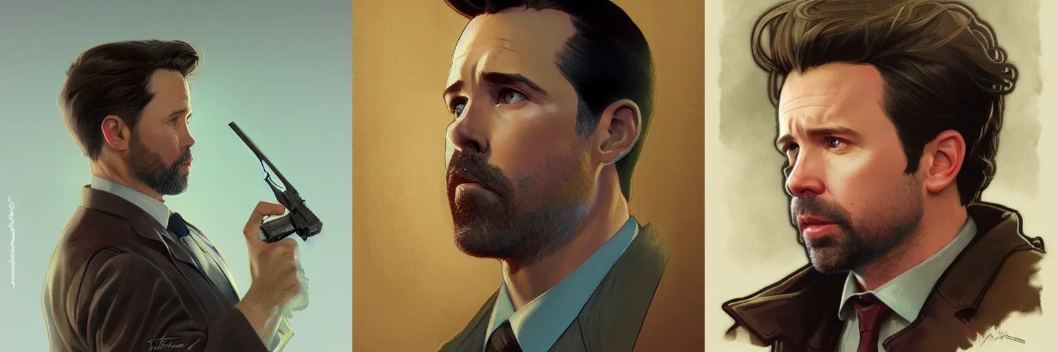 Prompt: portrait of Rob McElhenney as a detective, highly detailed, digital painting, artstation, concept art, sharp focus, illustration, art by artgerm and greg rutkowski and alphonse mucha
