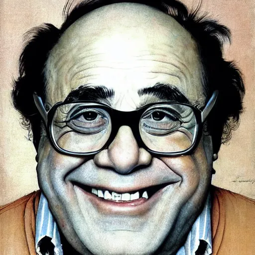 Prompt: danny devito portrait art by norman rockwell