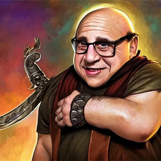 Image similar to Fantasy Danny Devito in Dungeons and Dragons, realistic
