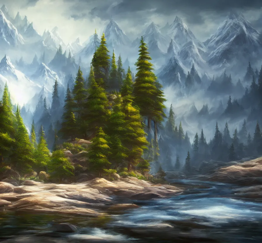 Image similar to bob ross, abstract, oil painting, unreal engine 5, wallpaper, 8 k, ultra detailed, realistic photo, artstation