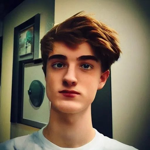 Image similar to “a realistic detailed photo of a guy who is an attractive humanoid who is half robot and half humanoid, who is a male android, twitch streamer Ninja Tyler Blevins, shiny skin, posing like a statue, blank stare”