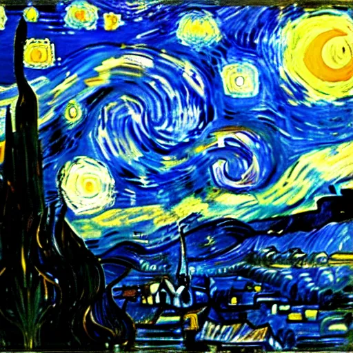 Image similar to painting of edvard munch's the scream with van gogh's the starry night in the background, detailed, unreal engine