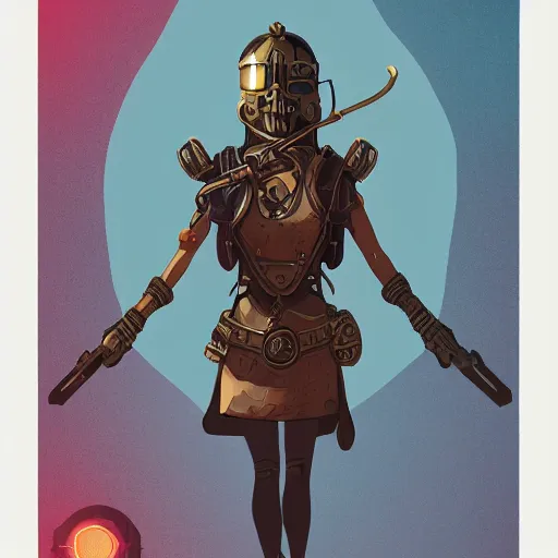 Image similar to steampunk helmet, female warrior, sharp focus, james gilleard, print, game art