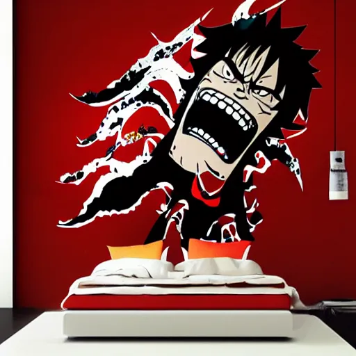 Image similar to die cut sticker, gatling attack by luffy, splatter paint