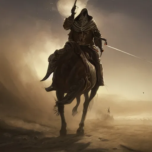 Prompt: epic portrait an hooded man riding a horse in a middle of an battlefield, explosions, dust, dirt, digital painting, artstation, concept art, soft light, hdri, smooth, sharp focus, illustration, fantasy, intricate, elegant, highly detailed, D&D, matte painting, in the style of Greg Rutkowski and Alphonse Mucha and artemisia, 8k, highly detailed, jurgens, rutkowski, bouguereau, pastoral, rustic, georgic, detailed concept art, illustration, colorful pastel, painting, detail, ultra detailed, digital art, 4K,