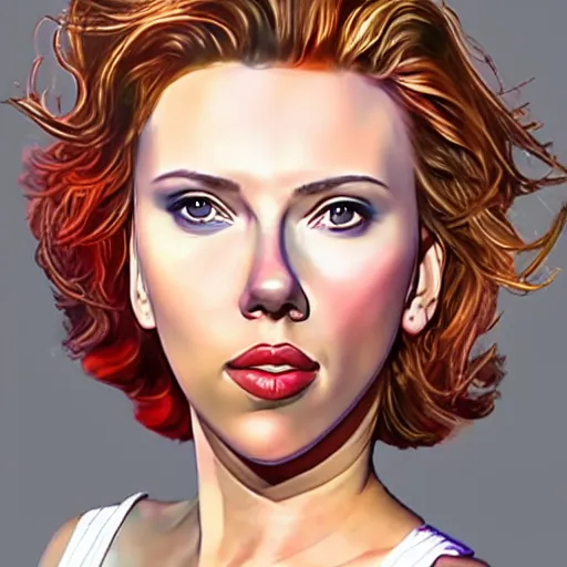 Image similar to a realistic illustration of Scarlett Johansson