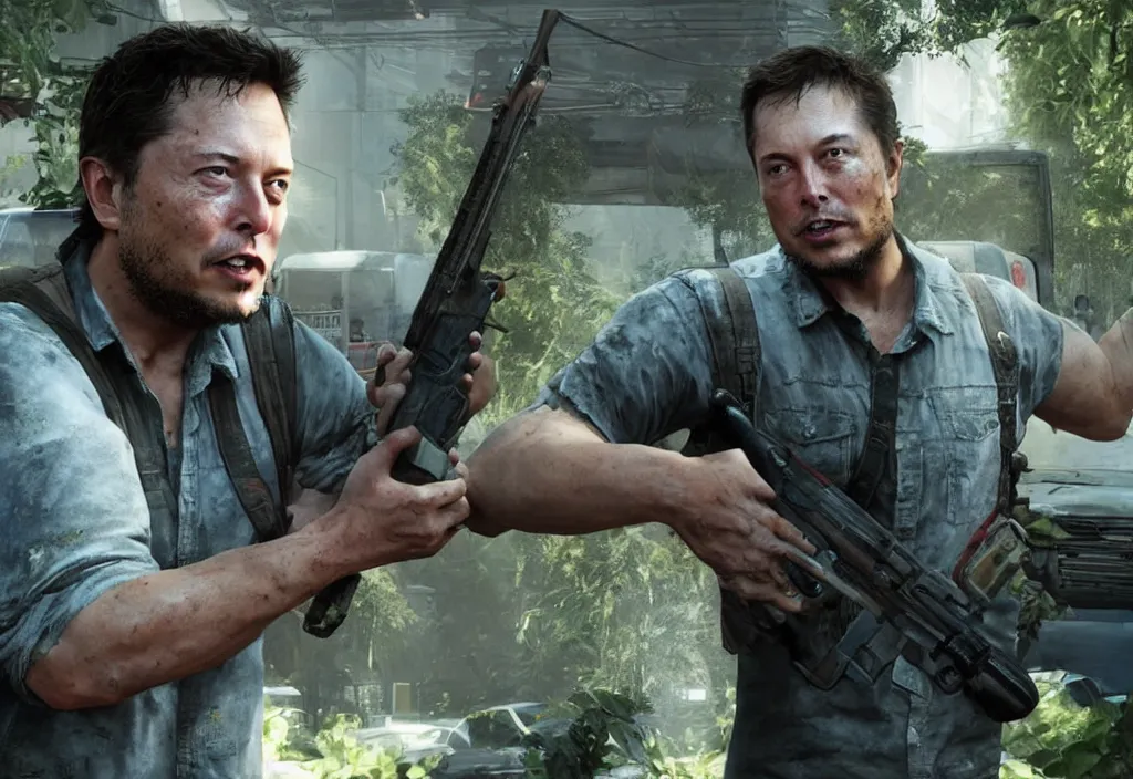 Image similar to elon musk in the last of us, elon musk in the video game in the last of us, gameplay screenshot, close up, 3 d rendering. unreal engine. amazing likeness. very detailed.