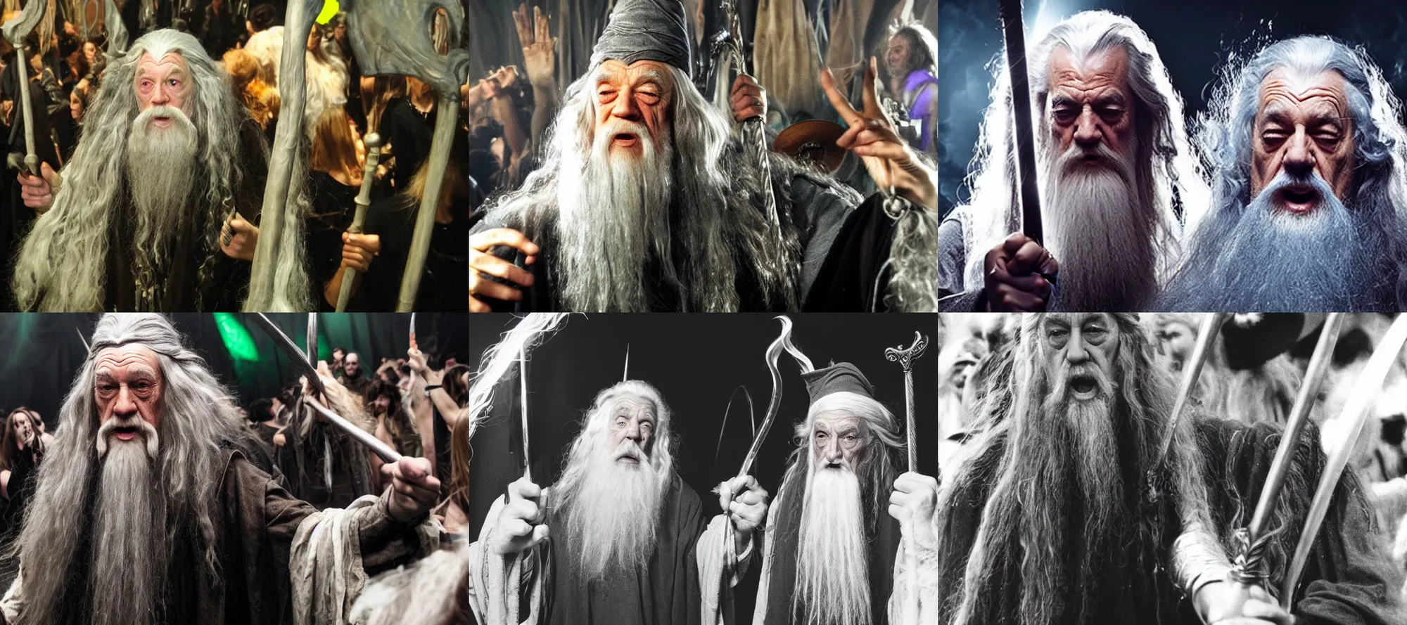 Prompt: gandalf at a rave