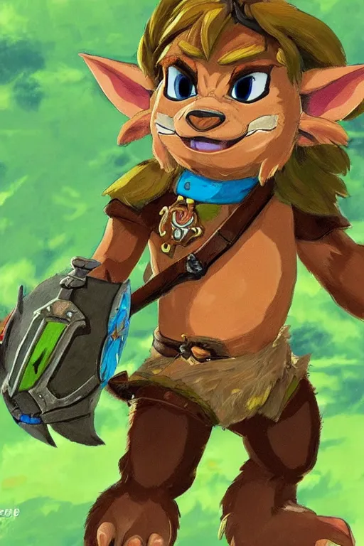 Image similar to a bokoblin from the legend of zelda breath of the wild, breath of the wild art style.