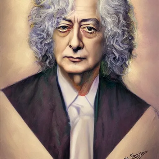 Image similar to amazing artgerm portrait of jimmy page in his 7 0 s as a preraphaelite painting, collaboration with j. scott campbell and artgerm with edward burn jones