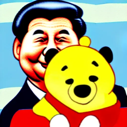 Prompt: Xi Jinping with the face of Winnie the Pooh, cartoon, caricature