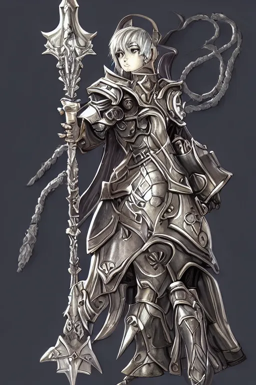 Image similar to cleric paladin with mace by Yoshitaka Amano