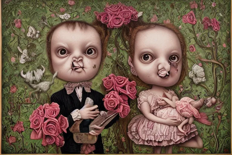 Image similar to insanely detailed art, Mark ryden style