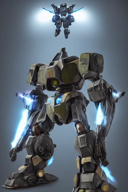 Image similar to mechwarrior 5 : mercenaries mech megaman transformer robot boss tank engine game octane render, 4 k, hd 2 0 2 2 3 d cgi rtx hdr style chrome reflexion glow fanart, global illumination ray tracing hdr fanart arstation by ian pesty by jesper ejsing pixar and disney unreal zbrush central hardmesh