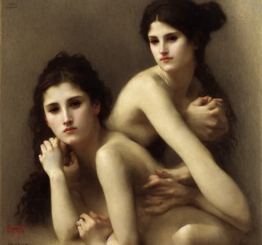 Image similar to portrait of a melancholic lady, by bouguereau